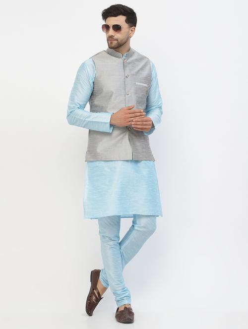 men solid kurta pyjama ethnic jacket set - 20265976 - Standard Image - 0