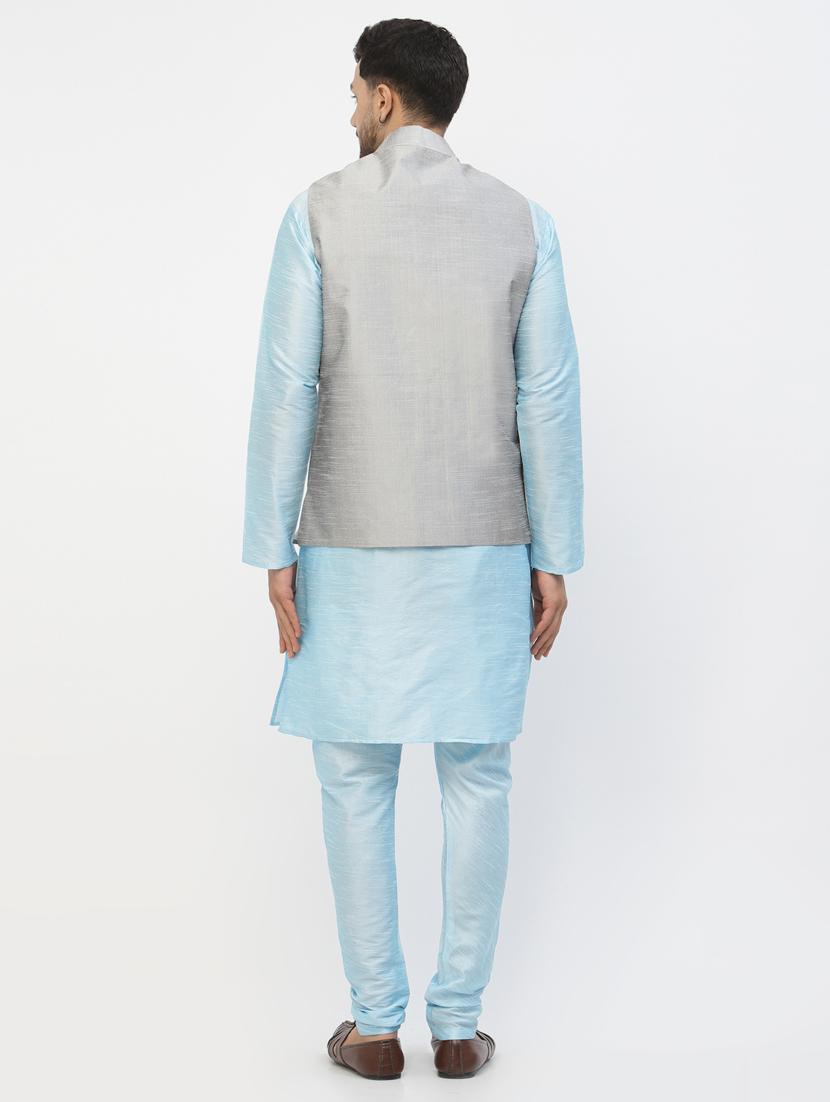 men solid kurta pyjama ethnic jacket set - 20265976 - Standard Image - 3