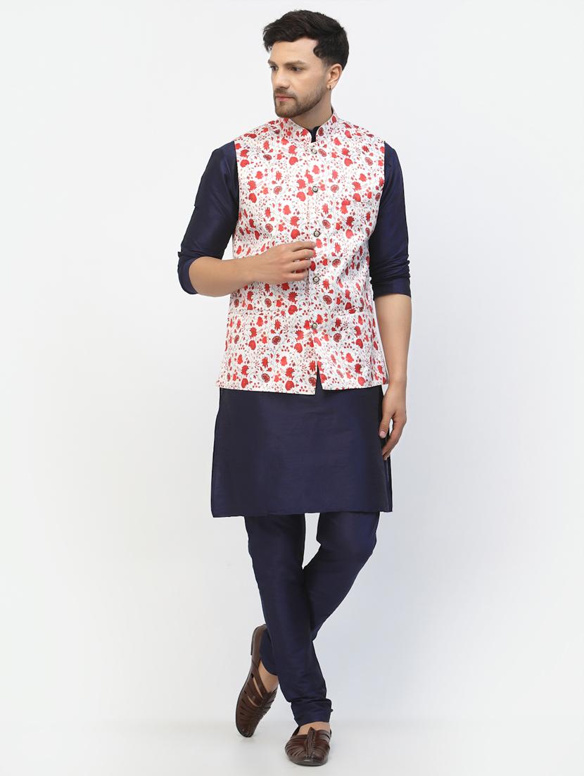 men floral kurta pyjama ethnic jacket set - 20266008 - Zoom Image - 0