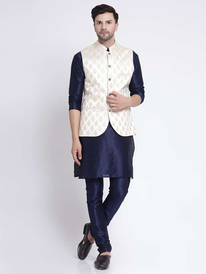 men embroidered kurta pyjama ethnic jacket set - 20266025 -  Zoom Image - 0