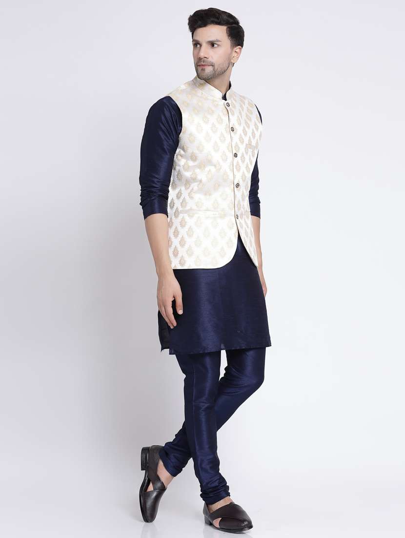 men embroidered kurta pyjama ethnic jacket set - 20266025 -  Standard Image - 3