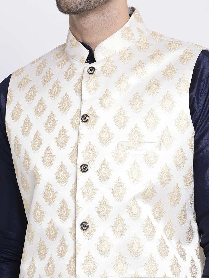 men embroidered kurta pyjama ethnic jacket set - 20266025 -  Standard Image - 5