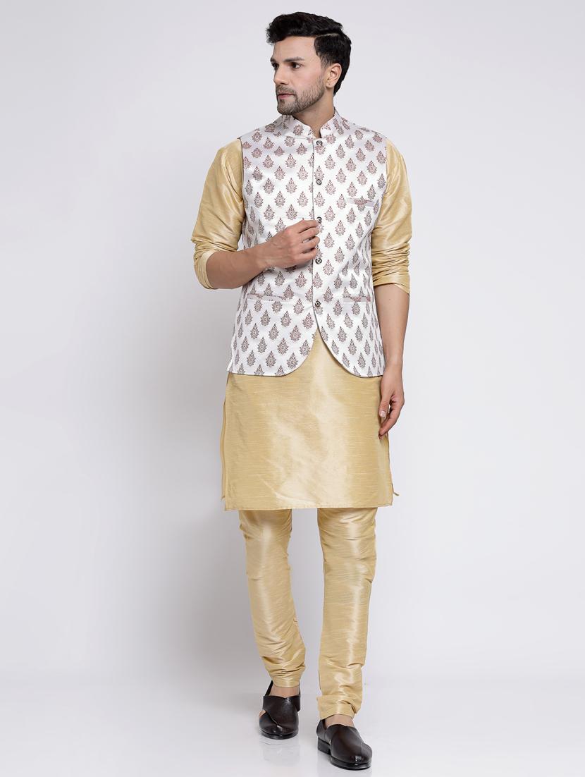 men embroidered kurta pyjama ethnic jacket set - 20266067 - Zoom Image - 0
