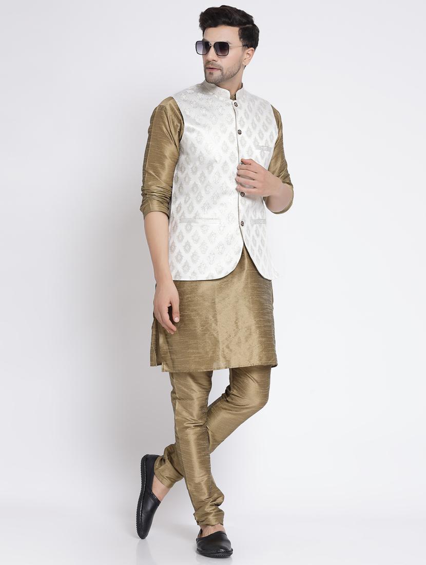 men embroidered kurta pyjama ethnic jacket set - 20266080 - Standard Image - 3