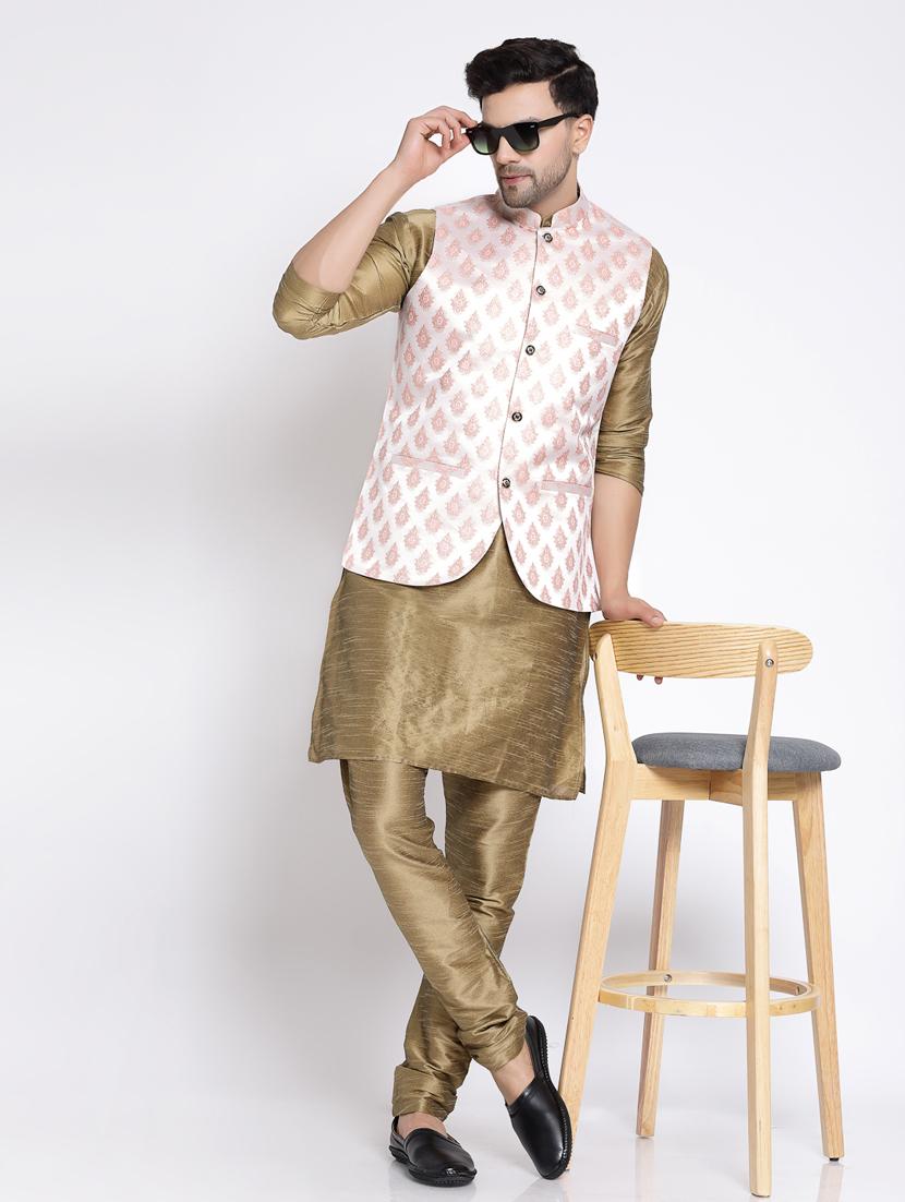 men embroidered kurta pyjama ethnic jacket set - 20266081 - Standard Image - 3