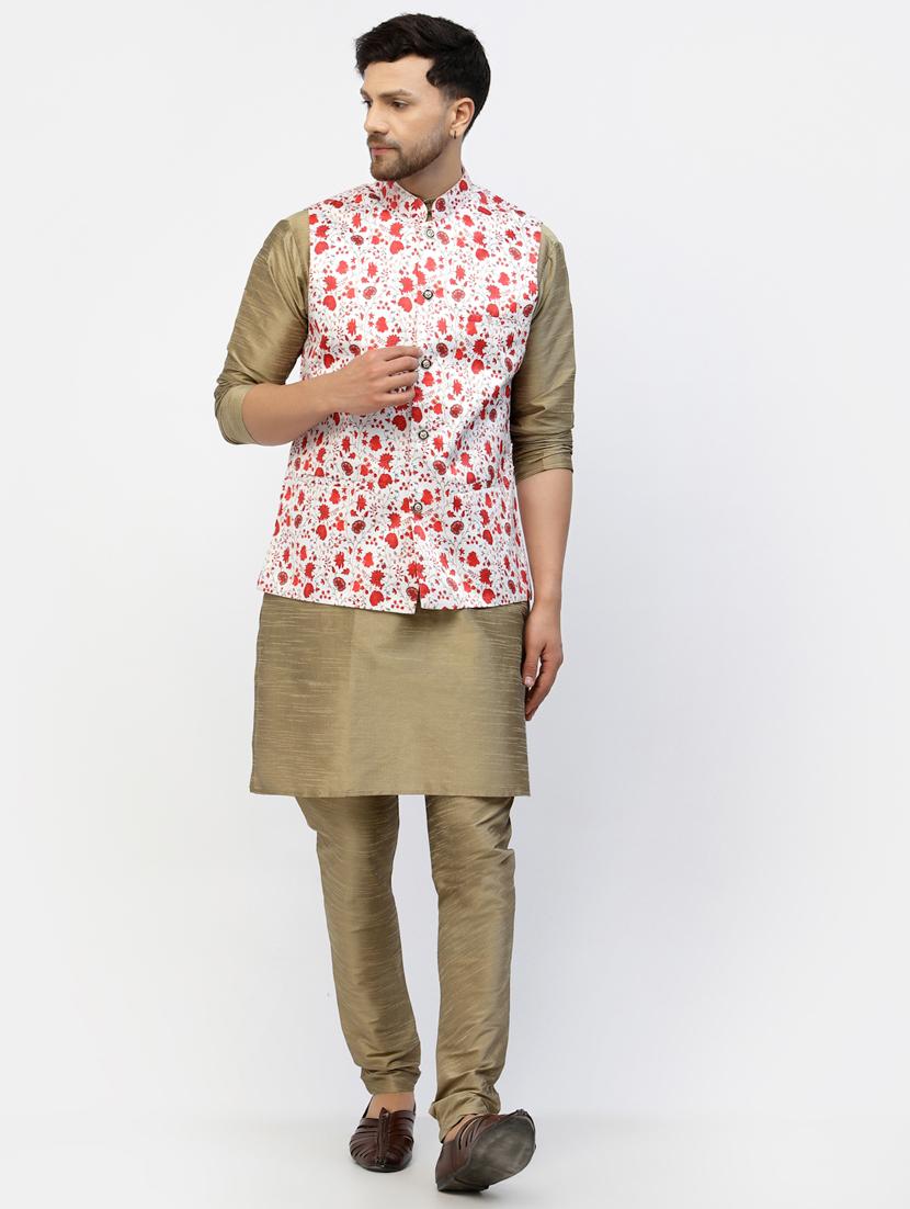 men floral kurta pyjama ethnic jacket set - 20266089 - Zoom Image - 0