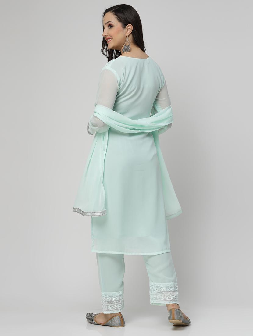 light blue colored kurta pant set - 20266228 - Standard Image - 3