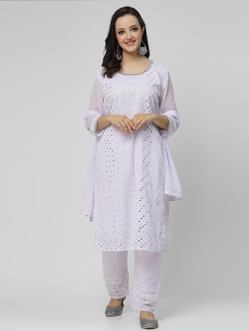 lavender colored kurta pant set - 20266229 - Zoom Image - 0