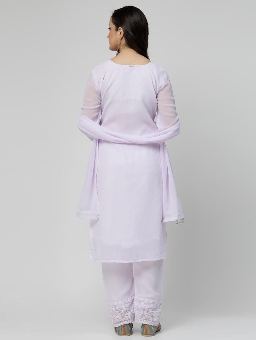 lavender colored kurta pant set - 20266229 - Standard Image - 3