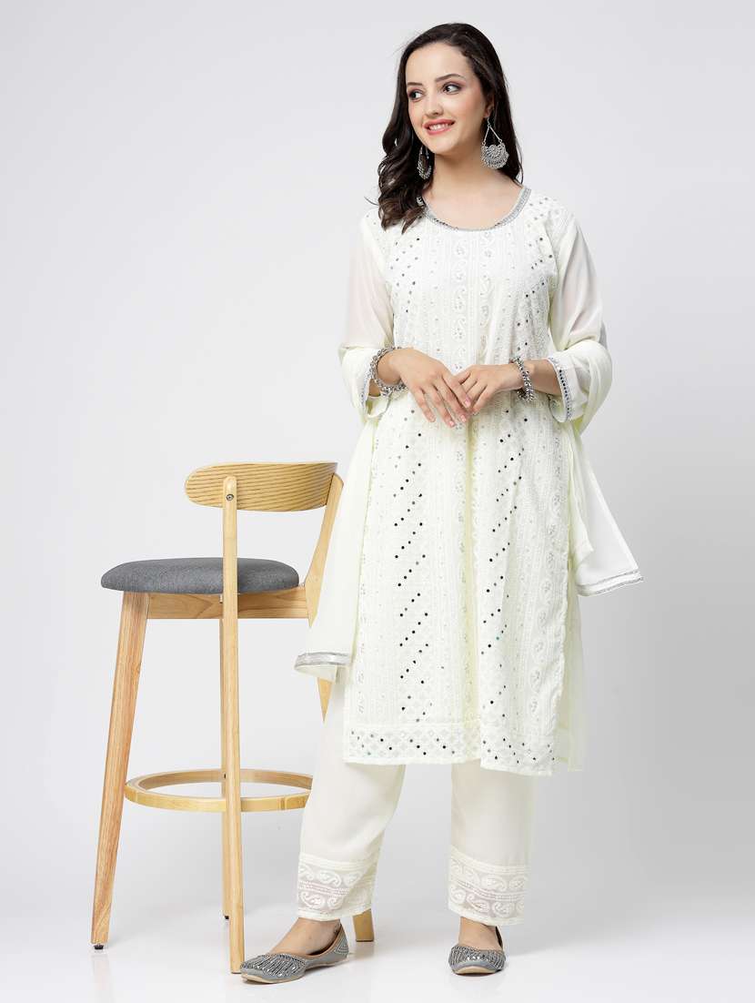 cream colored kurta pant set - 20266231 -  Standard Image - 3