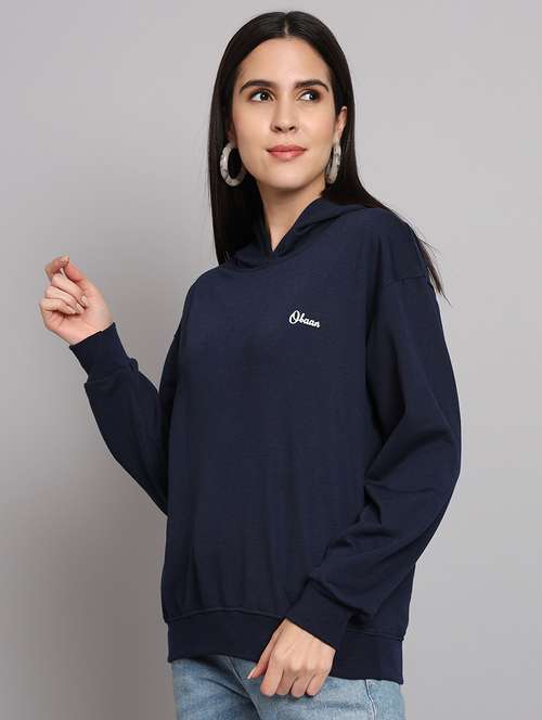 women solid hooded long sleeve sweatshirt - 20266264 - Standard Image - 0