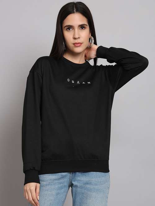 women black typographic chest print sweatshirt - 20266266 -  Standard Image - 0