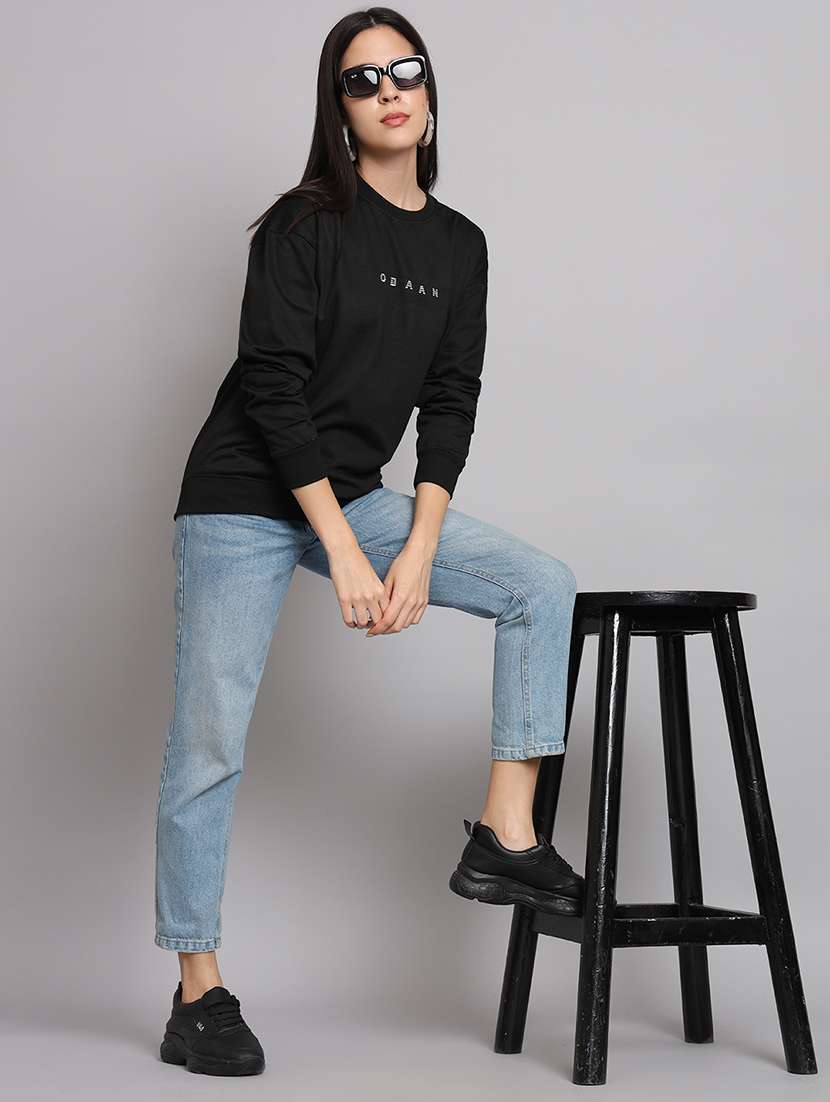 women black typographic chest print sweatshirt - 20266266 - Standard Image - 3