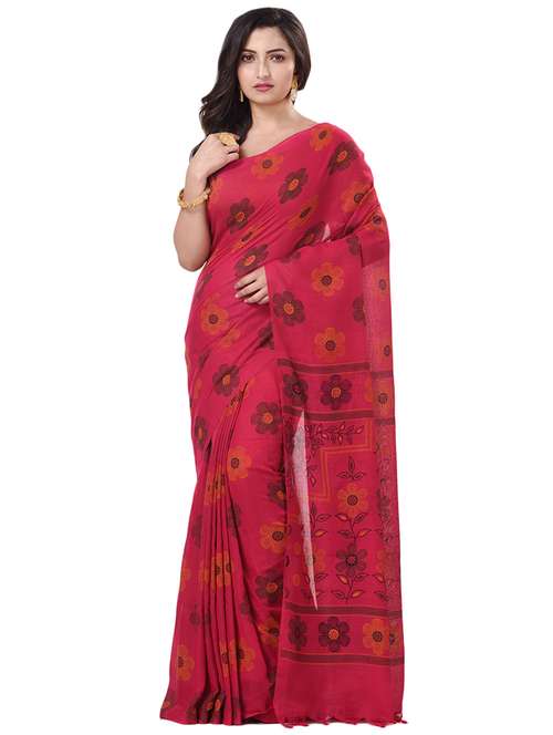 women's floral red colored saree with blouse - 20266283 - Standard Image - 0