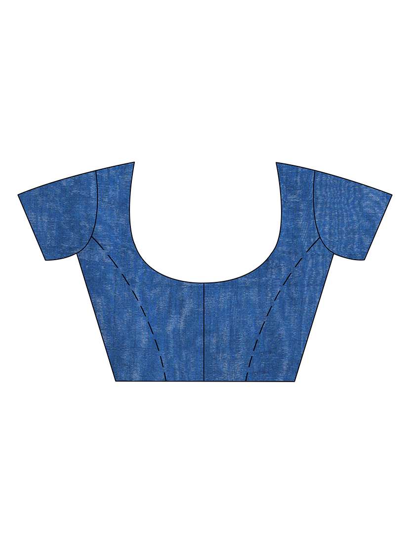 women's solid with work teal colored saree with blouse - 20266317 -  Standard Image - 3