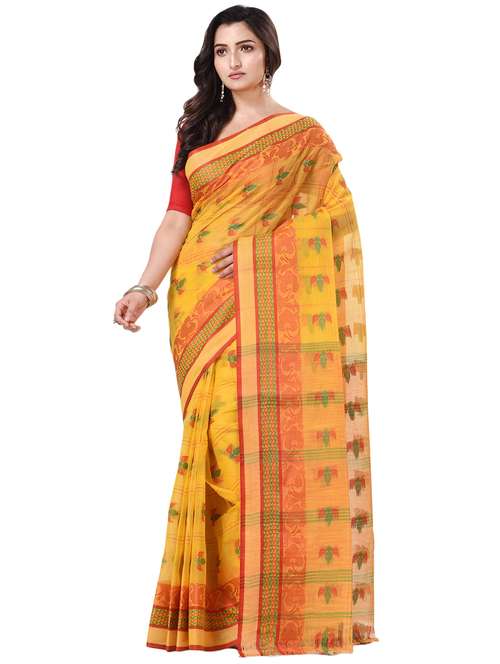 women's self design mustard colored saree with blouse - 20266375 -  Standard Image - 0