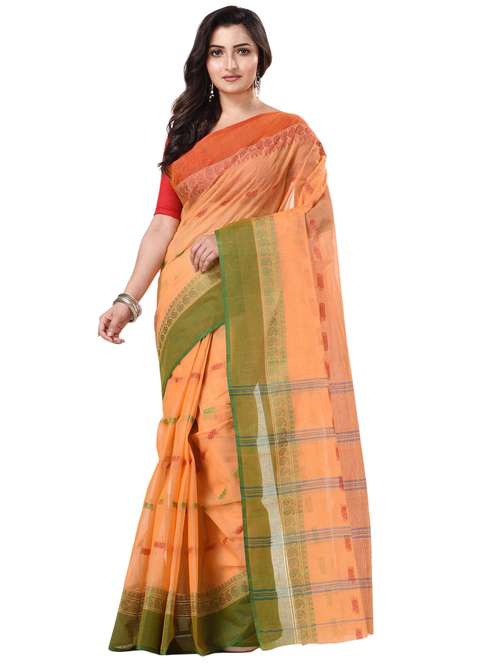 women's self design orange colored saree with blouse - 20266383 -  Standard Image - 0