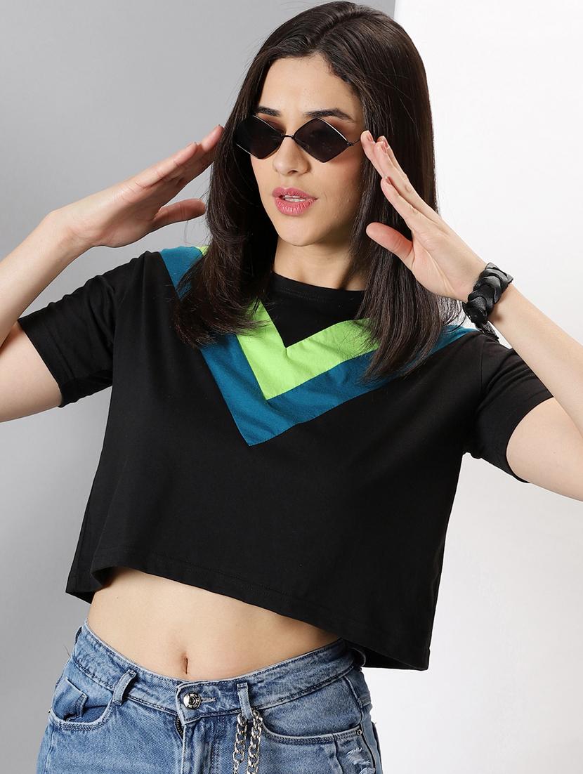 black cotton blend regular top - 20266433 - Zoom Image - 0