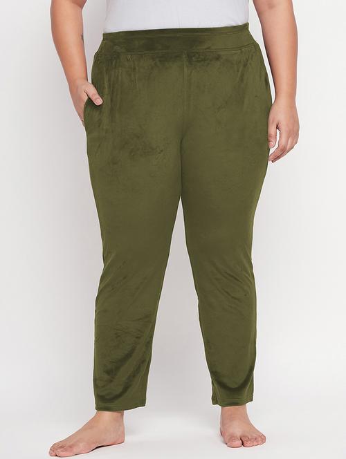 olive solid plus size track pants - 20266476 - Standard Image - 0