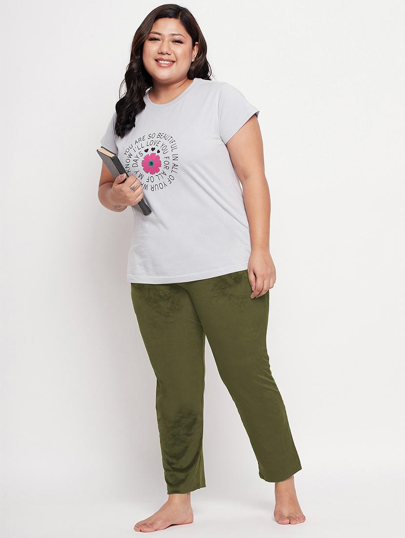 olive solid plus size track pants - 20266476 - Standard Image - 3