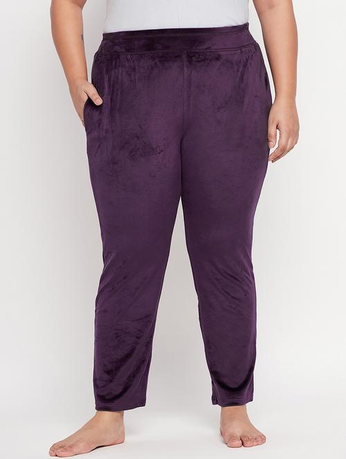 purple velvet plus size track pants - 20266478 - Standard Image - 0