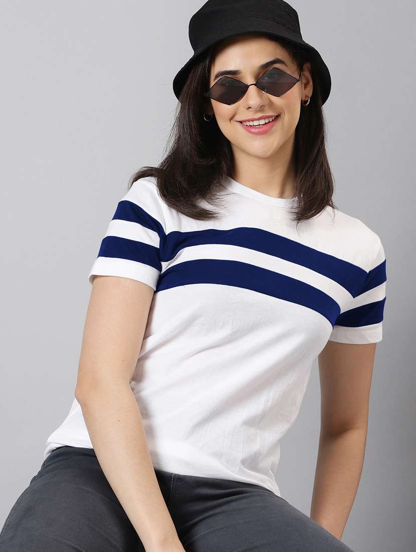 women's striped round neck t-shirt - 20266628 -  Standard Image - 3