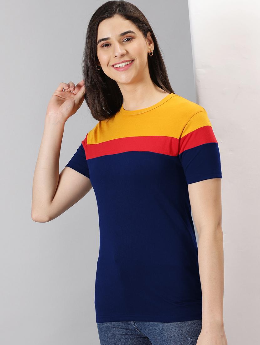 women's color block round neck t-shirt - 20266630 - Zoom Image - 0