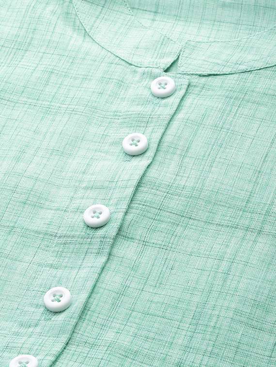 women green mandarin collar straight kurta - 20266790 - Standard Image - 3