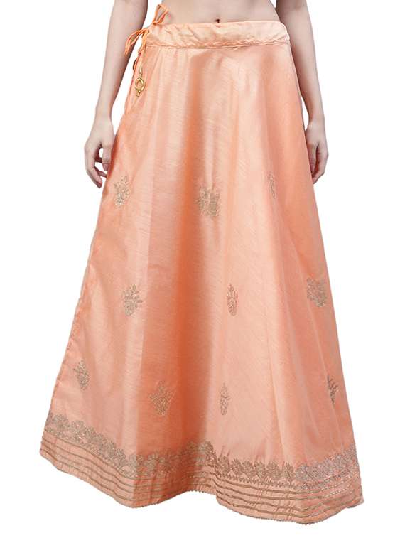 peach chanderi silk flared skirt