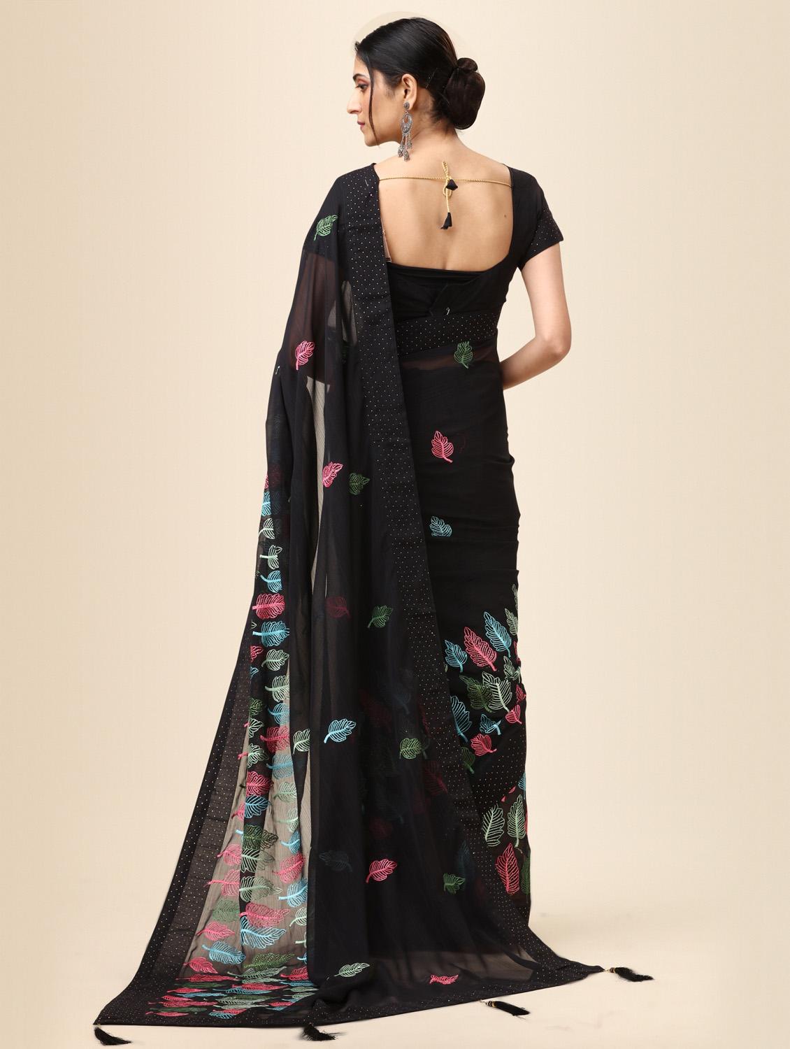 women's embroidered saree with blouse - 20267482 - Standard Image - 3