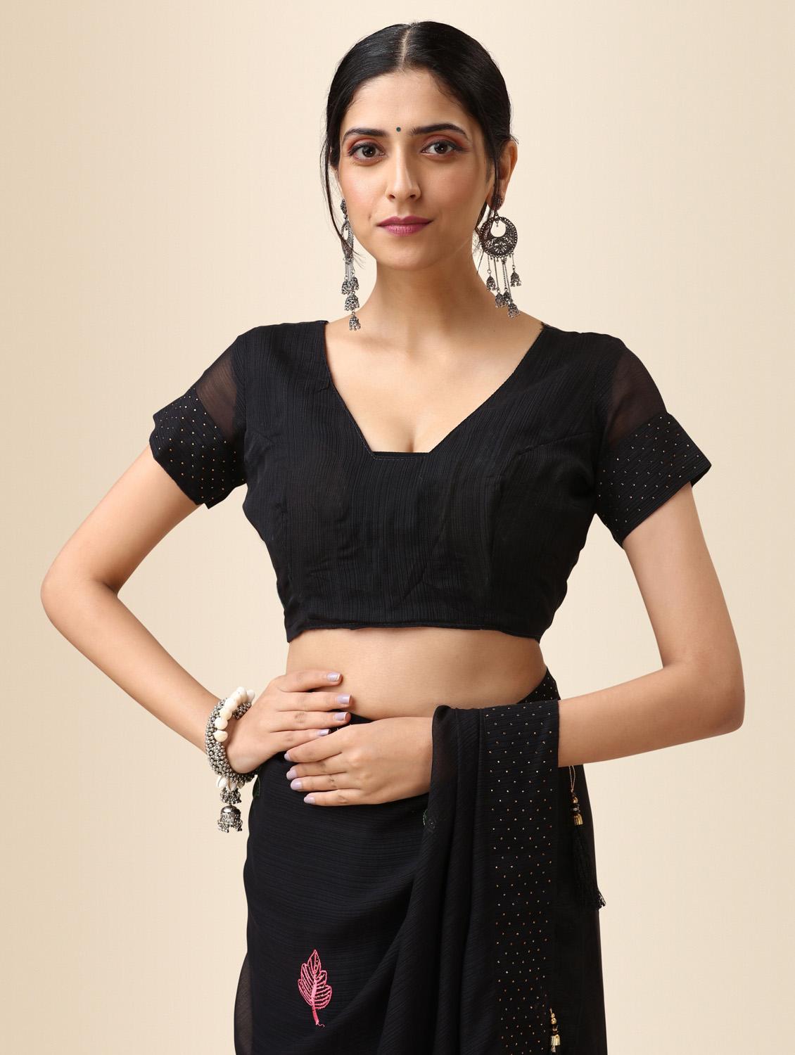 women's embroidered saree with blouse - 20267482 - Standard Image - 5
