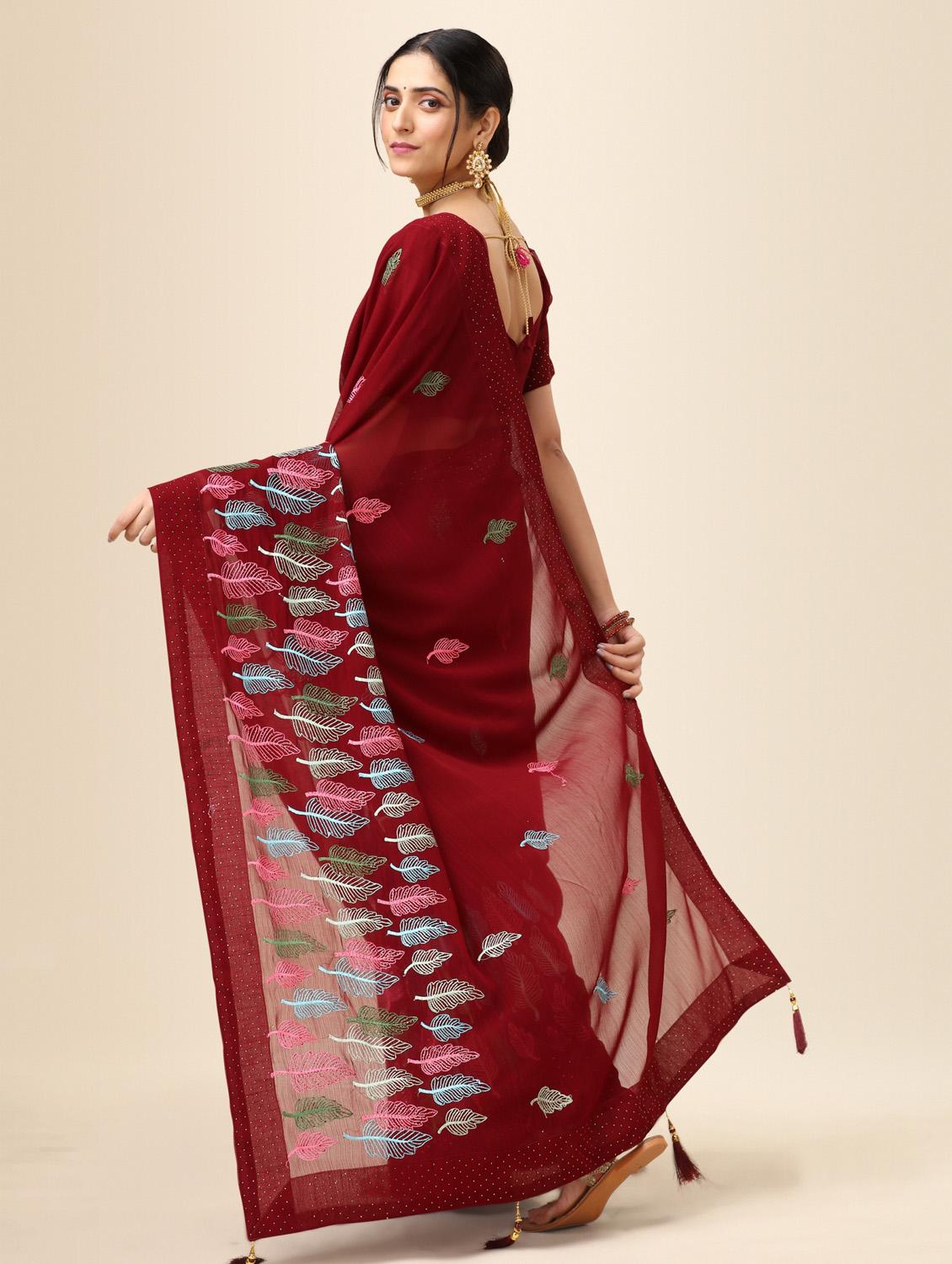 women's embroidered saree with blouse - 20267483 - Standard Image - 3