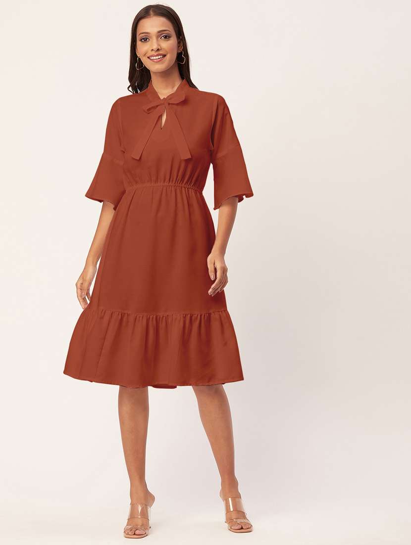 women's tiered dress solid dress