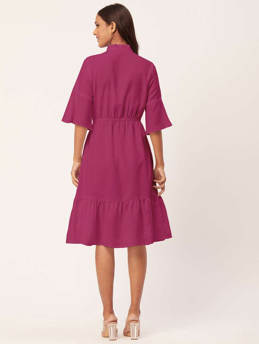 women's tiered dress solid dress - 20267511 - Standard Image - 3