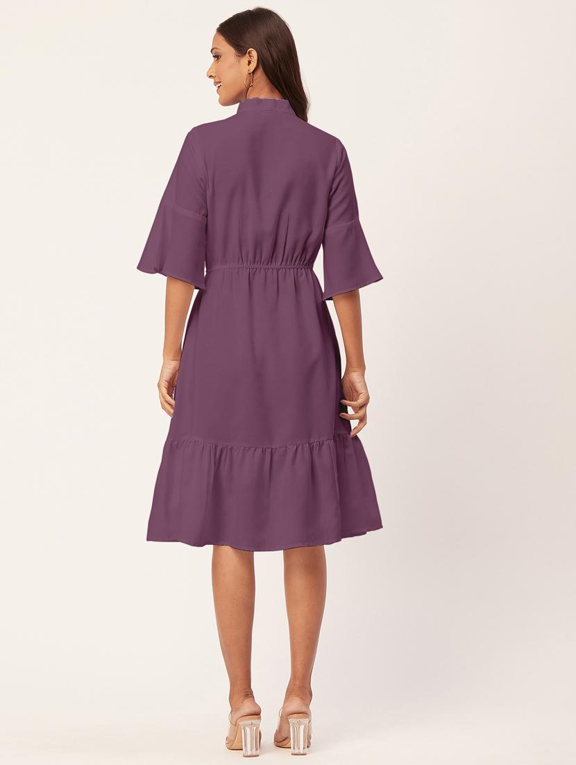 women's tiered dress solid dress - 20267512 - Standard Image - 3