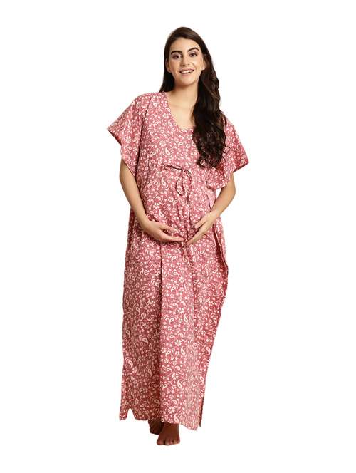 women pink florals printed maternity wear - 20267557 - Standard Image - 0