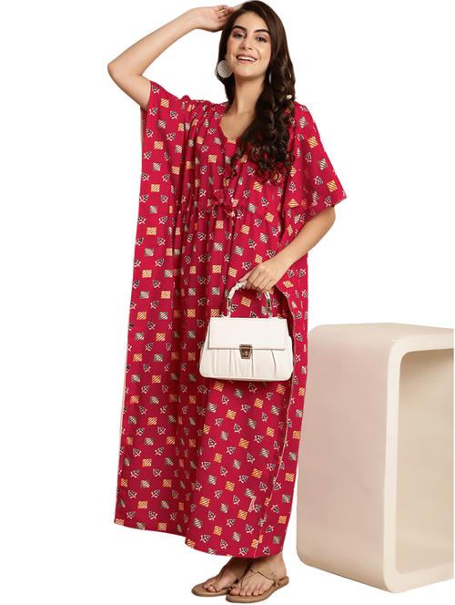 women block print cotton kaftan - 20267572 - Standard Image - 0