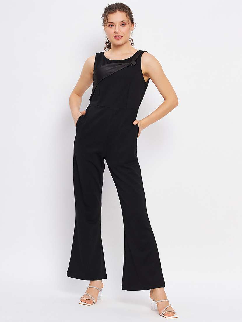 black solid sleeveless full length jumpsuit - 20267623 -  Zoom Image - 0