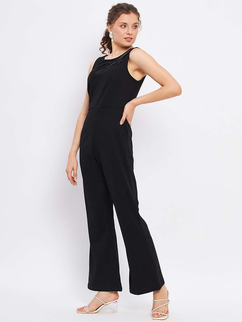 black solid sleeveless full length jumpsuit - 20267623 -  Standard Image - 3