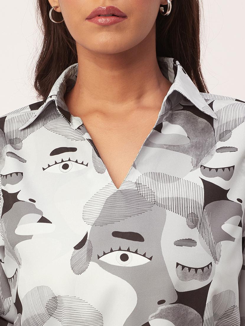 women's straight collared top - 20271552 - Standard Image - 5