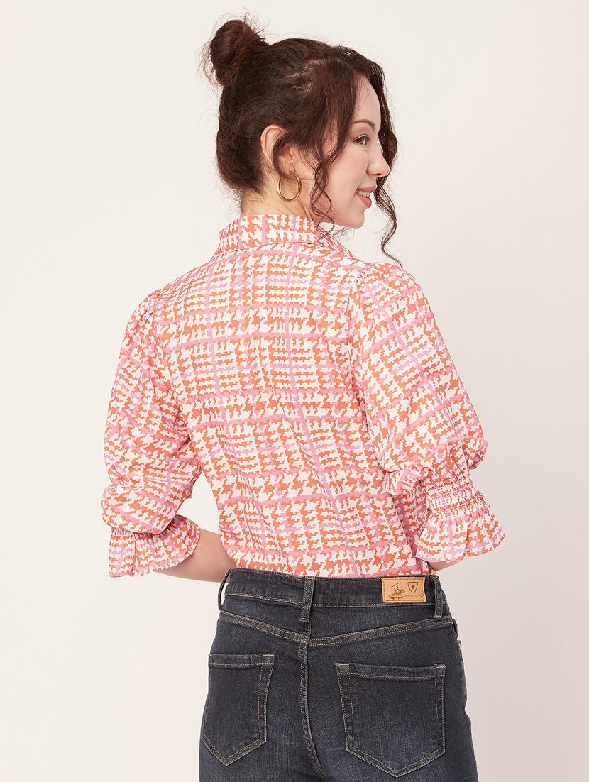 women printed collared straight top - 20271556 - Standard Image - 3