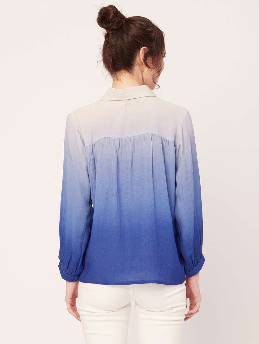 women's high-low collared top - 20271559 - Standard Image - 3