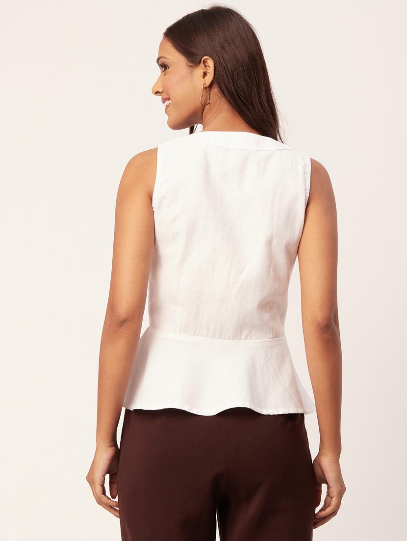 women's peplum overlap neck top - 20271567 - Standard Image - 3