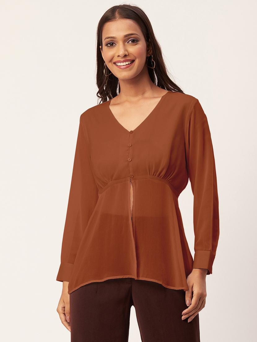 women's a line v neck top - 20271576 - Zoom Image - 0