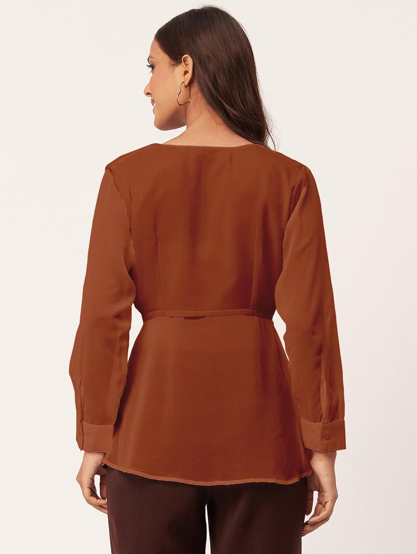 women's a line v neck top - 20271576 - Standard Image - 3