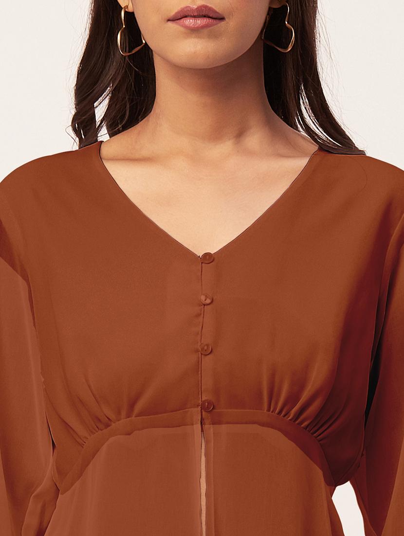women's a line v neck top - 20271576 - Standard Image - 5