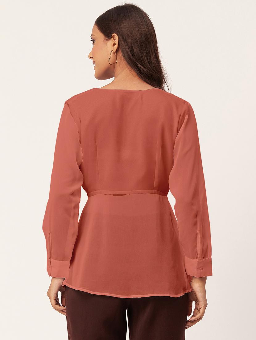 women's a line v neck top - 20271577 - Standard Image - 3