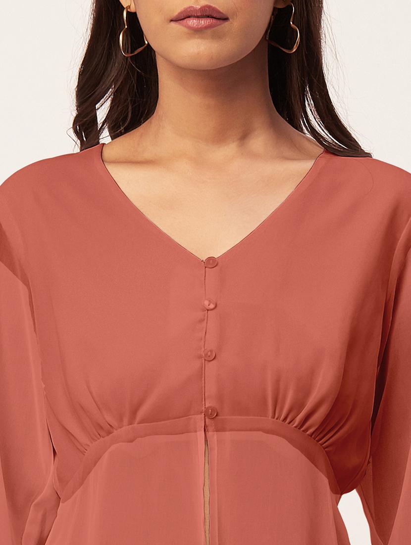 women's a line v neck top - 20271577 - Standard Image - 5