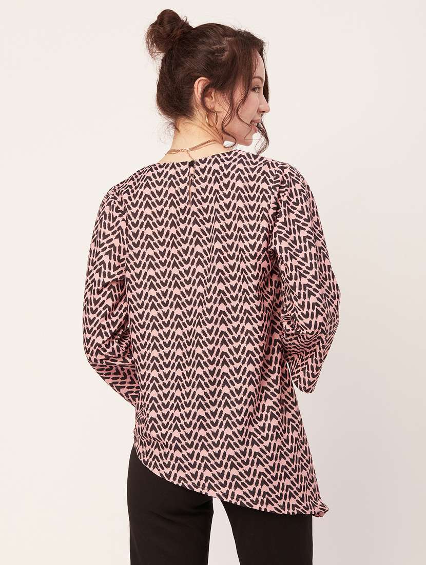 women's asymmetric round neck top - 20271585 - Standard Image - 3