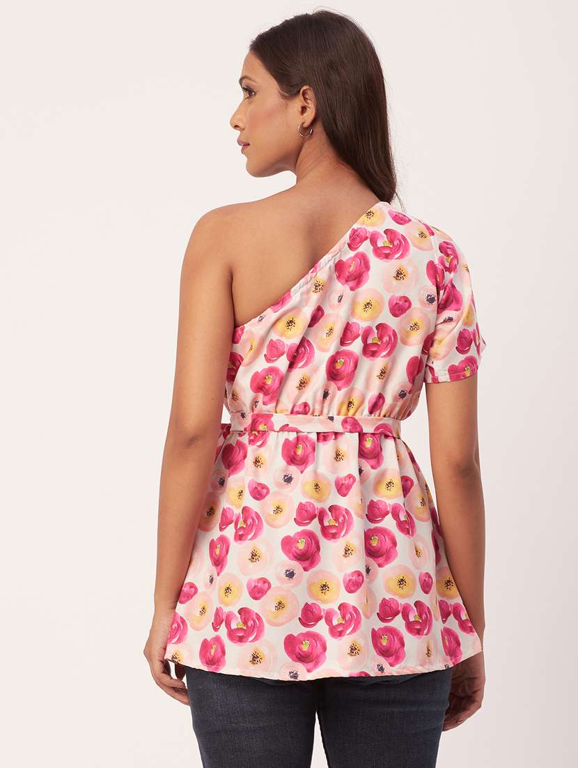 women's peplum single shoulder top - 20271589 -  Standard Image - 3